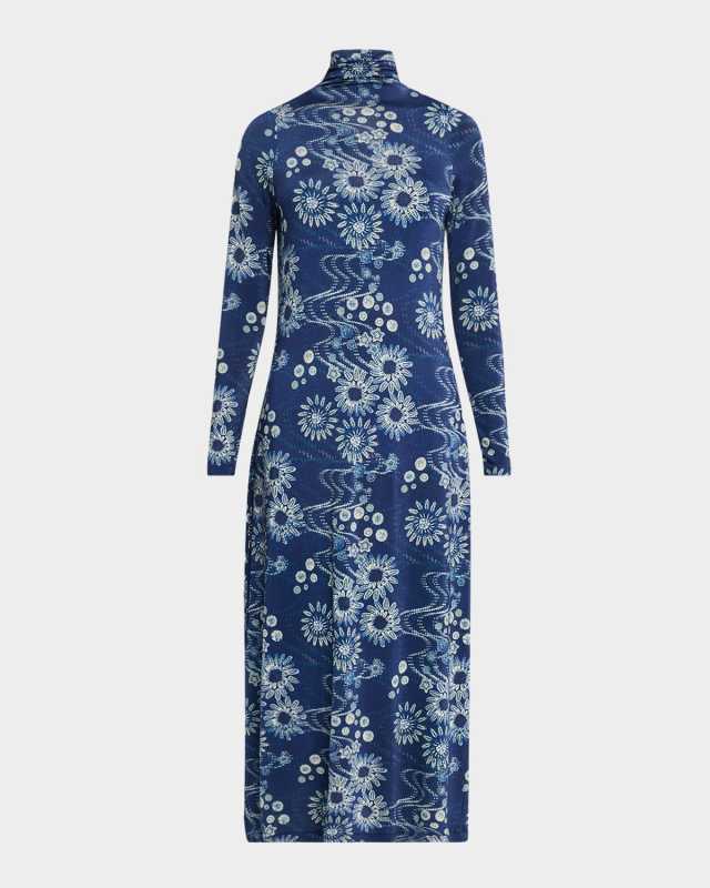Paxton Floral-Print Turtleneck Midi Dress